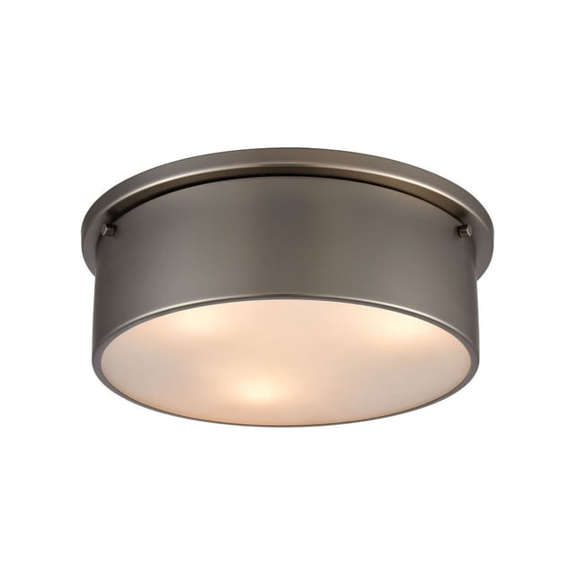 14 Three Light Flush Mount Black Nickel Finish With Frosted Glass-Ceiling -