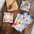 thumbnail image 5 of Pioneer Flower Kitchen Oven Mitt and Pot Holder Sets 4 Pcs for Baking, Cooking and Grilling, Heat Resistant Up To 392 °F, 5 of 7