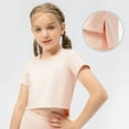 thumbnail image 4 of Qingpeng Girls Short Sleeve Crop Tops Kids Summer Dance Cropped Solid T-Shirts, 4 of 9