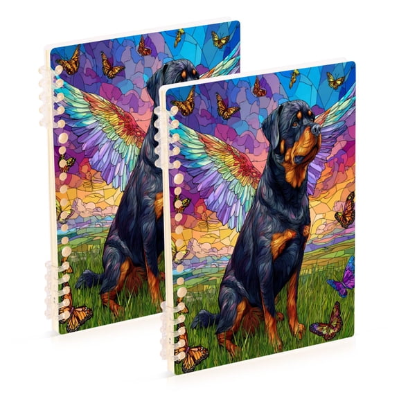 WOBOGO Rottweiler Dog Notebook College Horizontal Grid Paper Ink Spill Resistant Water Resistant Cover 8.3x5.7x0.4in