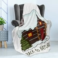 thumbnail image 4 of Log Cabin Soft Flannel Fleece Blanket, Illustration of Winter Theme Cozy Snowy Wooden Cabin Holiday in Christmas, Cozy Plush for Indoor and Outdoor Use, 60" x 80", White Multicolor, by Ambesonne, 4 of 5