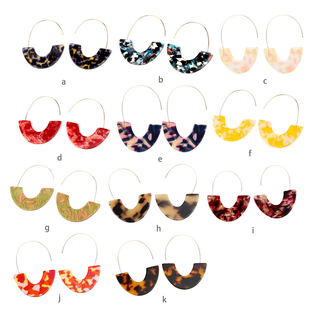 TureClos Acrylic Chandelier Earrings C Shape Geometric Ear Stud Fashion Exaggerated Jewelry Earring Women Banquet Accessories Orange - image 5 of 6