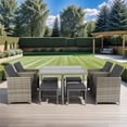 thumbnail image 4 of 9 Pieces Outdoor Patio Furniture, Patio Furniture Set With Coffee Table, 4 Chairs And Stools, Rust-proof Steel Frame, Wicker Conversation Sofa Set, 4 of 9