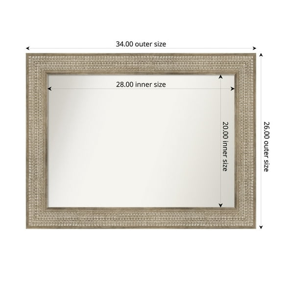 Amanti Art Custom Wall and Bathroom Mirror (26 x 34 in.), Trellis Silver Frame