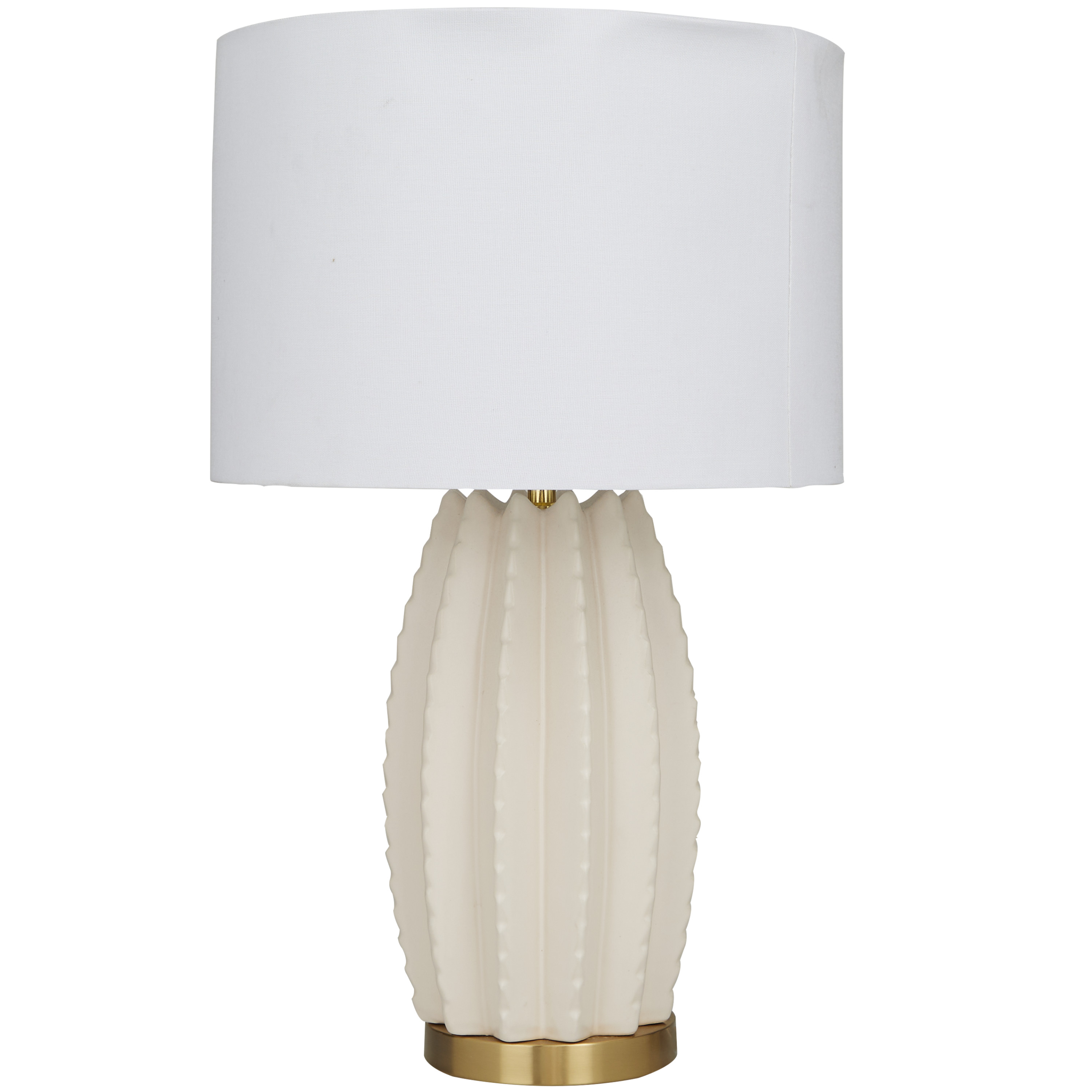 CosmoLiving by Cosmopolitan 24" Gourd Style Base Cream Table Lamp with Cream Linen Shade