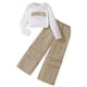 thumbnail image 1 of Odeerbi 8-13 Años Conjunto de Algodón Para Niñas Camiseta de Manga Larga Pantalones Cargo de Pata Ancha Conjunto de Dos Piezas, 1 of 9