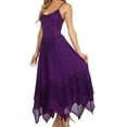 thumbnail image 3 of Sakkas Rayon Embroidered Stonewashed Adjustable Spaghetti Straps Long Dress - Purple - One Size, 3 of 6