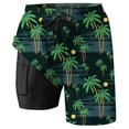 thumbnail image 3 of Mens Shorts Swim Trunks with Double Layer Surf Comfortable Hawaiian Print Casual Vacation Mens Beach Shorts, 3 of 5
