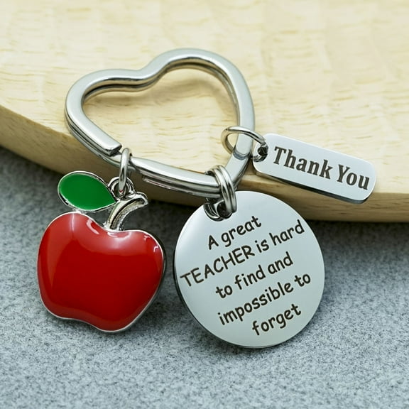 Kripyery Creative Thank You Letter Apples Pendant Keychain Key Ring Holder Teacher GIft