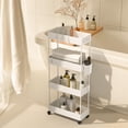 thumbnail image 2 of Carrito de almacenamiento delgado Pipishell de 4 niveles, color blanco enrollable, 2 of 9