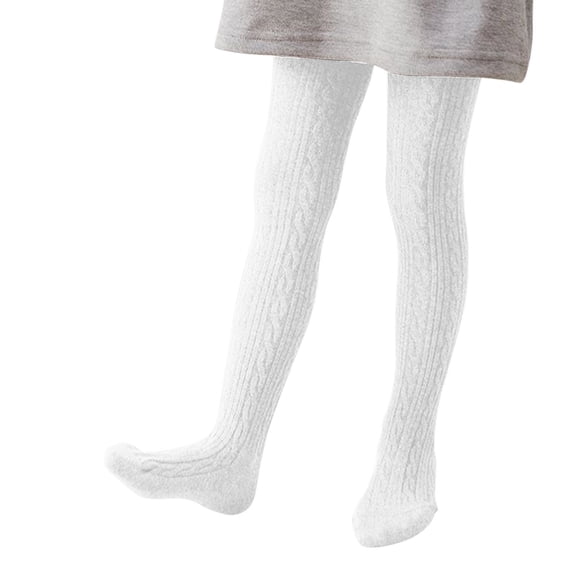 TOWED22 Winter Leggings For Girls Kids Baby Girls Tights Toddler Cable Knit Warm Leggings Seamless Stretchy Stockings Pantyhose,White
