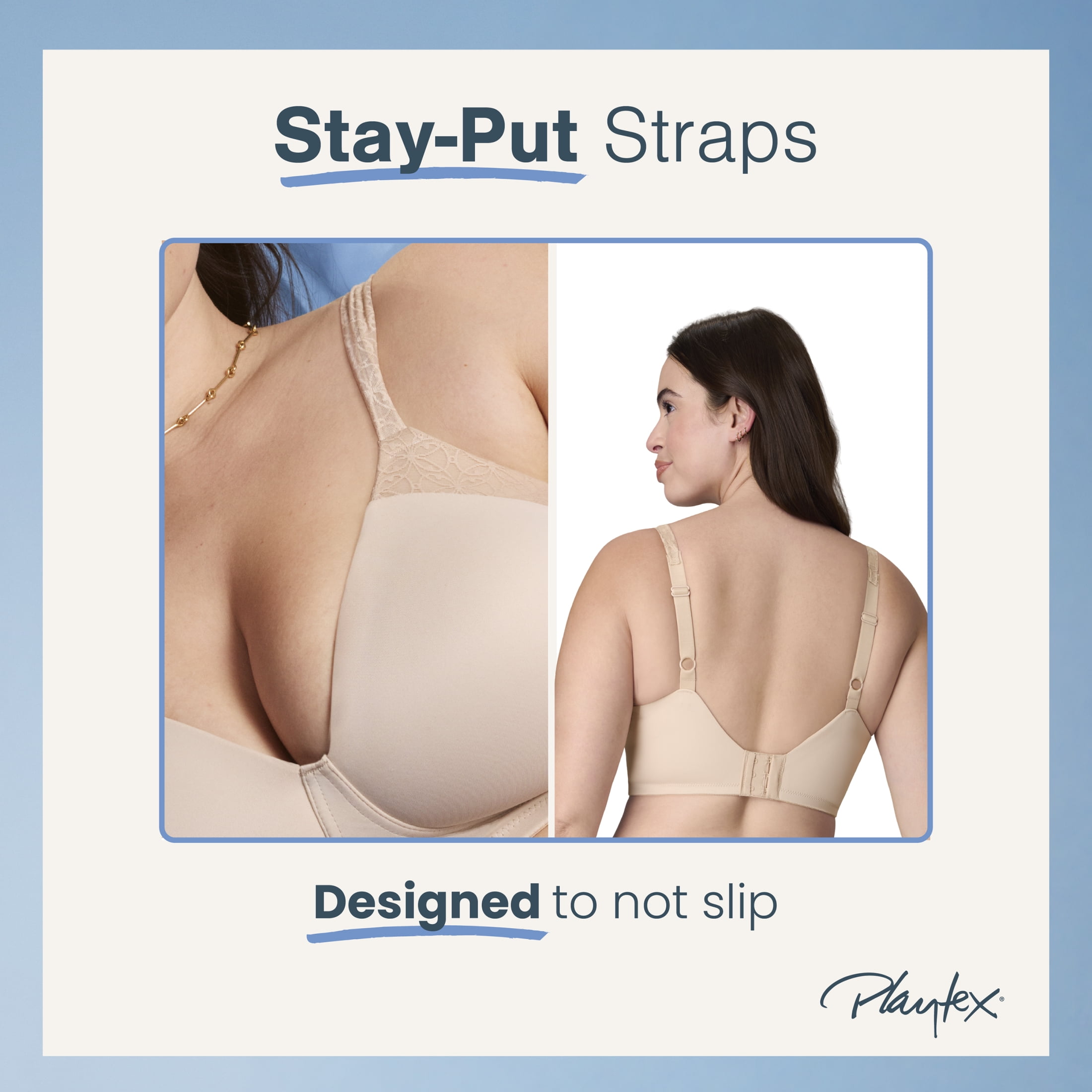 Playtex Women's Smoothing T-Shirt Wireless Bra, Moisture Wicking (Plus Sizes)