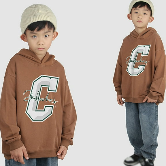 KYAIGUO 2-12 Years Boys Girls Hoodie Sweatshirts for Kids Toddler,Spring Fall Casual Hooded Pullover,Long Sleeve Sweatsuit Letter Sweater