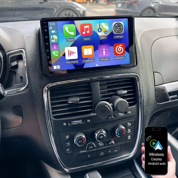2G 64G Car Stereo for Dodge Grand Caravan 2011-2020, for Chrysler Town & Country 2011-2016 with Wireless Carplay Android Auto 9" Touch Screen Car Radio with WiFi GPS FM RDS Bluetooth Backup Camera