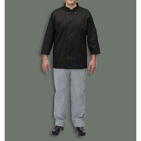 Winco - Winco UNF-5KM, Black Chef Jacket, Polycotton Chef Button Cook Shirt, Unisex Chef Uniform