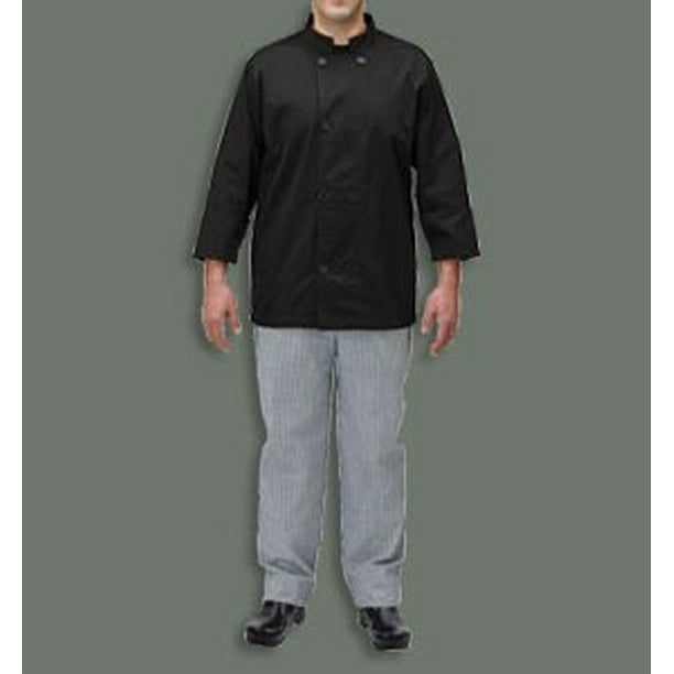 Winco - Winco UNF-5KM, Black Chef Jacket, Polycotton Chef Button Cook Shirt, Unisex Chef Uniform