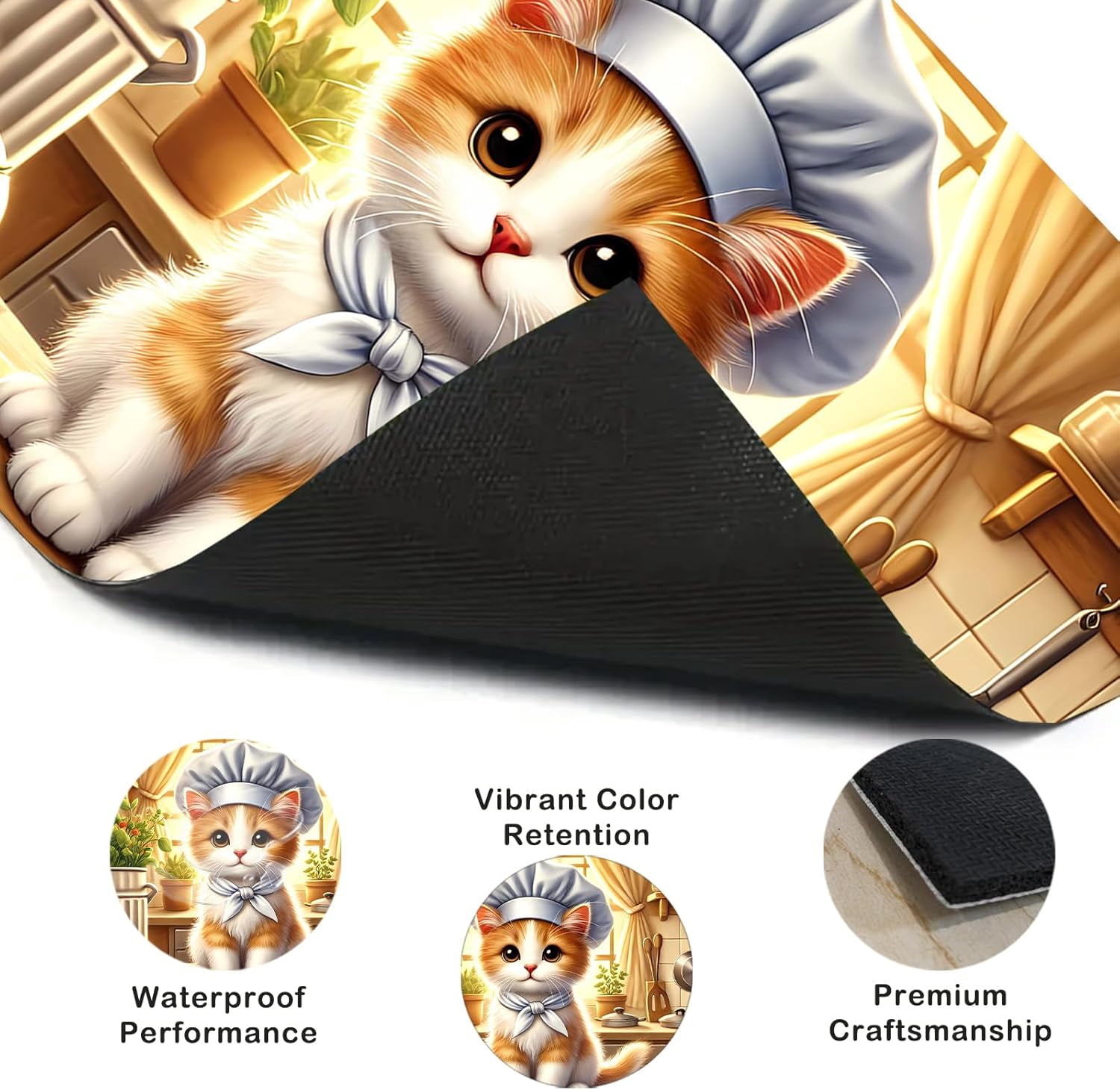 Stove Top Cover Chef Cat Design 20.47x28.34inch Polyester-Diatom Mud Blend Glass Stove Top Cover Protector for Kitchen Decor