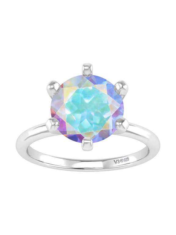 Sterling Silver Mercury Opal Topaz Solitaire Ring