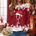 thumbnail image 6 of TTUHYWXI Crewneck Sweatshirts Ugly Christmas Sweater Women Funny Plus Size Long Sleeve Xmas Red Wine Glass Shirts Pullover (Red, XL), 6 of 9