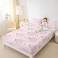 thumbnail image 4 of Homewish Kawaii Animal Unicorn 4 Pieces Queen Sheet Sets for Kids Boys Girls,Floral Magical Horse Ultra Soft Flat Sheet,Cartoon Gradient Rainbow Queen Fitted Sheet,Lightweight Room Decor, 4 of 7