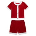 thumbnail image 5 of vastwit Men Christmas Santa Claus Fancy Dress Party Outfit Velvet T Shirt and Shorts B Red XL, 5 of 7