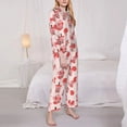 thumbnail image 3 of Fuzoiu Milk Tea Print Women's Long-Sleeved Pajama,Lounge Button Down Nightwear,Womens Notch Collar Pajama Set-Medium, 3 of 7
