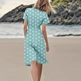thumbnail image 3 of Polka Dot Dresses for Women 2025 Summer Short Sleeve Midi Dress Casual Loose A Line Beach Vacation Sun Dresses, 3 of 5