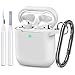 thumbnail image 3 of ATUAT Compatible with AirPods Case Cover, Full Protective Silicone Skin Dust-Proof Designed for Apple AirPods 1st 2nd Generation with Keychain, Front LED Visible, White, 3 of 4