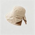 thumbnail image 4 of Hfnxid Women's Korean-Style Color-Block Bucket Hat with Bow, Wide-Brim Sun Cap for Face-Slimming Look, Breathable Lightweight Summer Shade Hat, 4 of 5