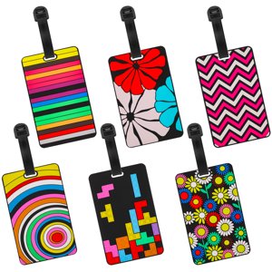 AOWOO Silicone Luggage Tags, 6-Pack Multicolor
