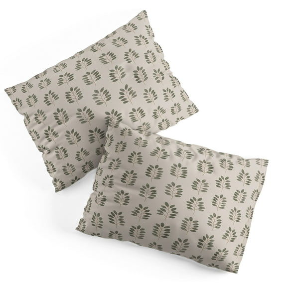 Society6 Little Arrow Design Co noble branches pewter and olive Pillow Sham Cotton King Set of 2 Kit