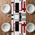 thumbnail image 6 of Red Black Geometric Table Runner - 60 Inch Long, Kitchen Dining Table Runner Dresser Scarves, Farmhouse Minimalist Abstract Art Farmhouse Decor for Coffee Tables Wedding Party Banquet, 6 of 8