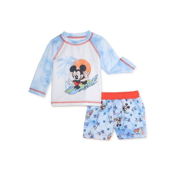 Mickey Mouse Baby Boy Swim Rash Guard Set, 2Piece, Sizes 012M