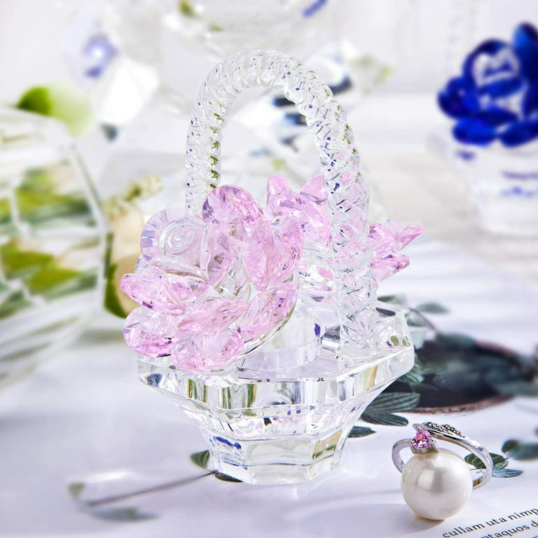 H&D HYALINE & DORA Rose Flower Gifts for Mom,Crystal Blue Flower Rose  Gift,Glass Rose Flower Gift for Valentine's Day Mother's Day Christmas