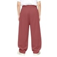 thumbnail image 5 of Open Bottom Active Sweatpants Boys Soft Fleece Cotton Blend Pull On Straight Leg Sweats 3-15Y, Watermelon Red, 5 of 9