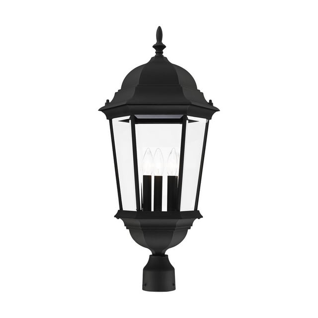 Livex 7568-14 Hamilton 3-Light Outdoor Post Top Lantern, 12.5"x27.5" Black