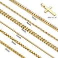 thumbnail image 4 of 7 Pcs Mens Stainless Steel 18K Gold Plated Chain Necklace Jewelry Set for Men, 6 Chains and 1 Cross Pendant, 4 of 6