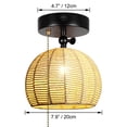 thumbnail image 2 of FSLiving RV Adjustable Wall Light with Zipper Switch 12V Twine Natural Rattan Shade Decorative Light Ceiling Light Hallway Light, E26 2700K Bulb Included Semi Flush Mount for RV Camper, 2 of 7
