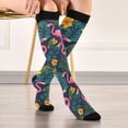 thumbnail image 5 of FORMRS Womens Knee High Socks Casual Long Thick Travel Daily Wear, 2 Pairs, Yellow Floral Flamingo, 5 of 6