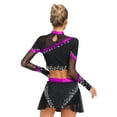 thumbnail image 2 of iiniim Womens 2 Piece Long Sleeve Cheerleading Outfits Crop Tops With Dance Skirt For Rave Dancewear Purple L, 2 of 7