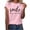 C-Pink127, variant on DHFJKG Womens Summer Top Casual Short Sleeve T Shirt Loose Fit Round Neck Letter Printed Graphic Tee For Daily Wear Versatile Tops