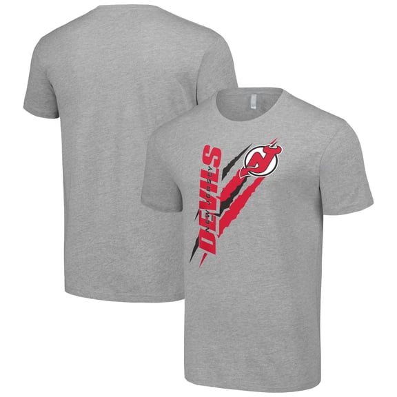 Men's Starter  Heather Gray New Jersey Devils Color Scratch T-Shirt
