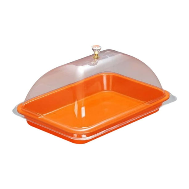 Tapa para soporte de tartas, tapa para plato de servir, fácil de limpiar, transparente, para exhibición de alimentos, para decoración de restaurantes, Naranja