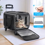WFUN Rolling Pet Carrier with Wheels for Small Medium Dogs and Cats up to 20lb, Airline Approved Pet Dog Cat Travel Carrier Bag for Travel Flight Camping Outdoor,Black