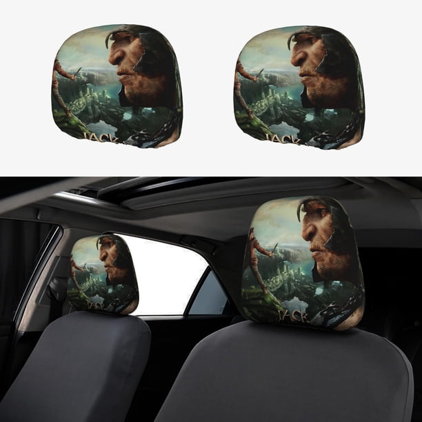 Jack el Cazagigantes Funda Protectora Universal para Reposacabezas de Coche, Funda Elástica para Reposacabezas de Asiento de Auto, Funda de Tela Antipolvo, Accesorios de Interior 2 Piezas
