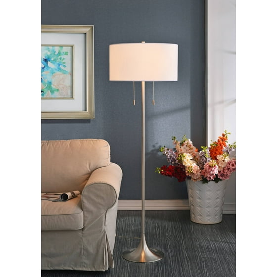 Kenroy Home Stowe Floor Lamp Brushed Steel