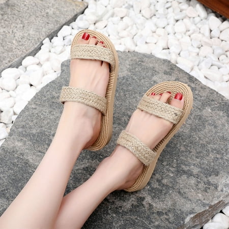

Cathalem Womens Winter Slippers Fashion Spring And Summer Women Slippers Thick Bottom Flat Rope Slip On Open Toe Lightweight And Shoes A 7.5