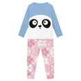 thumbnail image 3 of Renewold Durable Pajama for Teen Girls Panda Pajama Top Flower Pants Bottom Set of 2 Breathable Long-Sleeve Loungewear Sleepwear Loungewear Size 11-12, 3 of 5