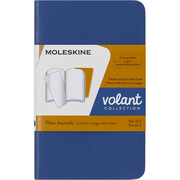Moleskine Volant Journals (Set of 2), XS (2.5" x 4.25"), Plain, Forget-Me-Not Blue/Amber Yellow