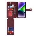 thumbnail image 6 of ELEHOLD Luxury Wallet Case for iPhone 14  6.1" Card Slots Zipper Purse Stand Function with Crossbody Strap Wrist Strap PU Leather Shockproof Case, Winered, 6 of 7